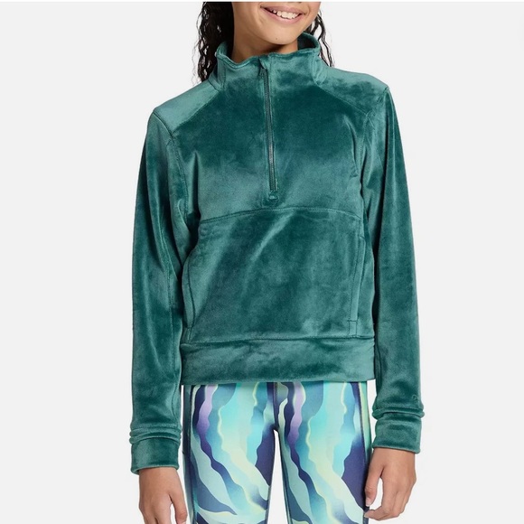 DG2 Girls' Sportswear Velour Pullover Forest Green Hoodie NWT Size XS (6-7) - Picture 1 of 2